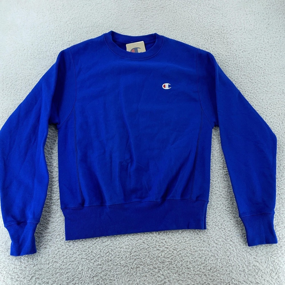 Champion Reverse Weave Sweatshirt‎ Mens Small Blue Crewneck C Logo Pullover GF70